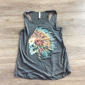 ACTING PRO GRAY TOP W/INDIAN HEADDRESS